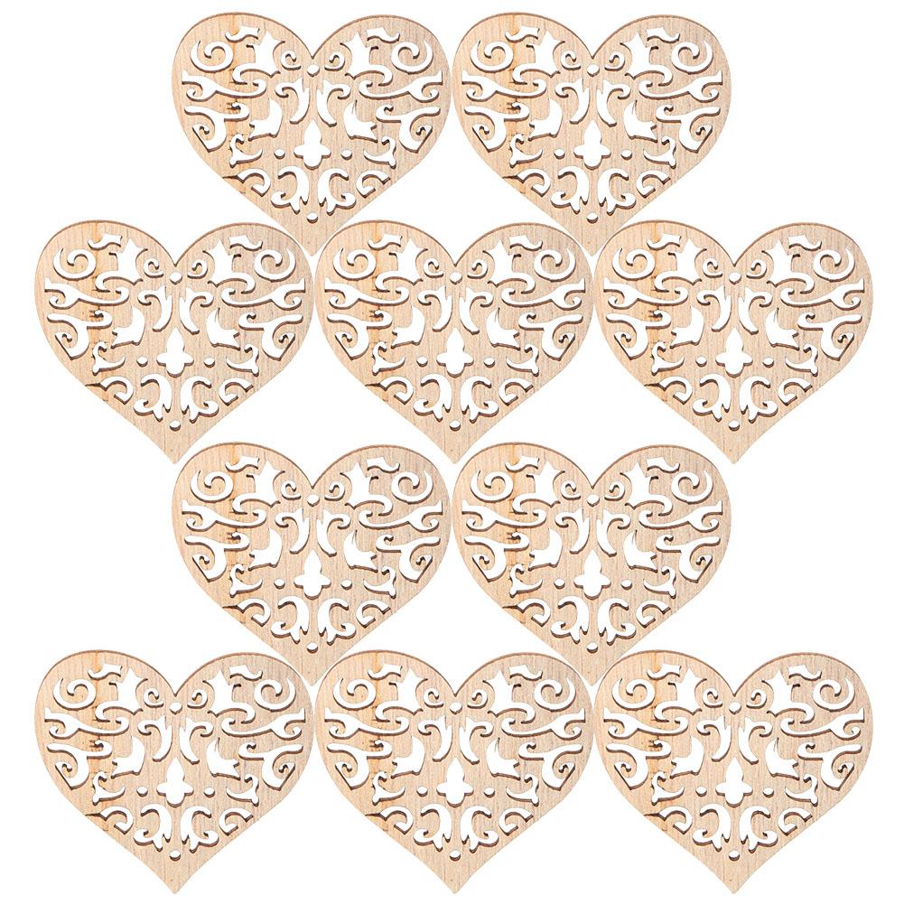 10pcs Hollow Love Hearts Shape Wooden Art Craft Decoration for Home Wedding