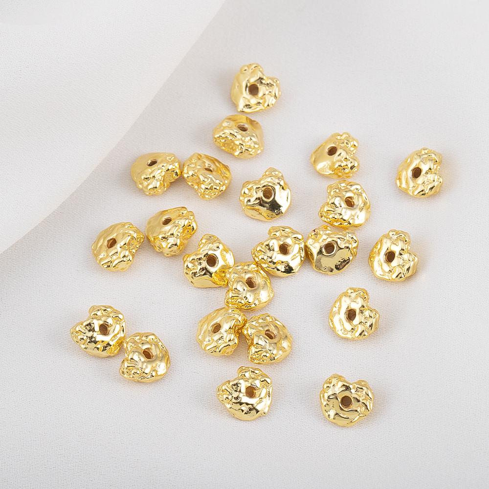 5Pcs 8x8.4mm 18K Gold Color Plated Irregular Lava Shape Charms Beads Copper for DIY Necklace Bracelet Jewelry Making Accessories