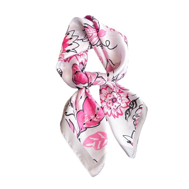 Women S Elegant Printed Simulated Silk Square Scarf For Summer Sun Protection
