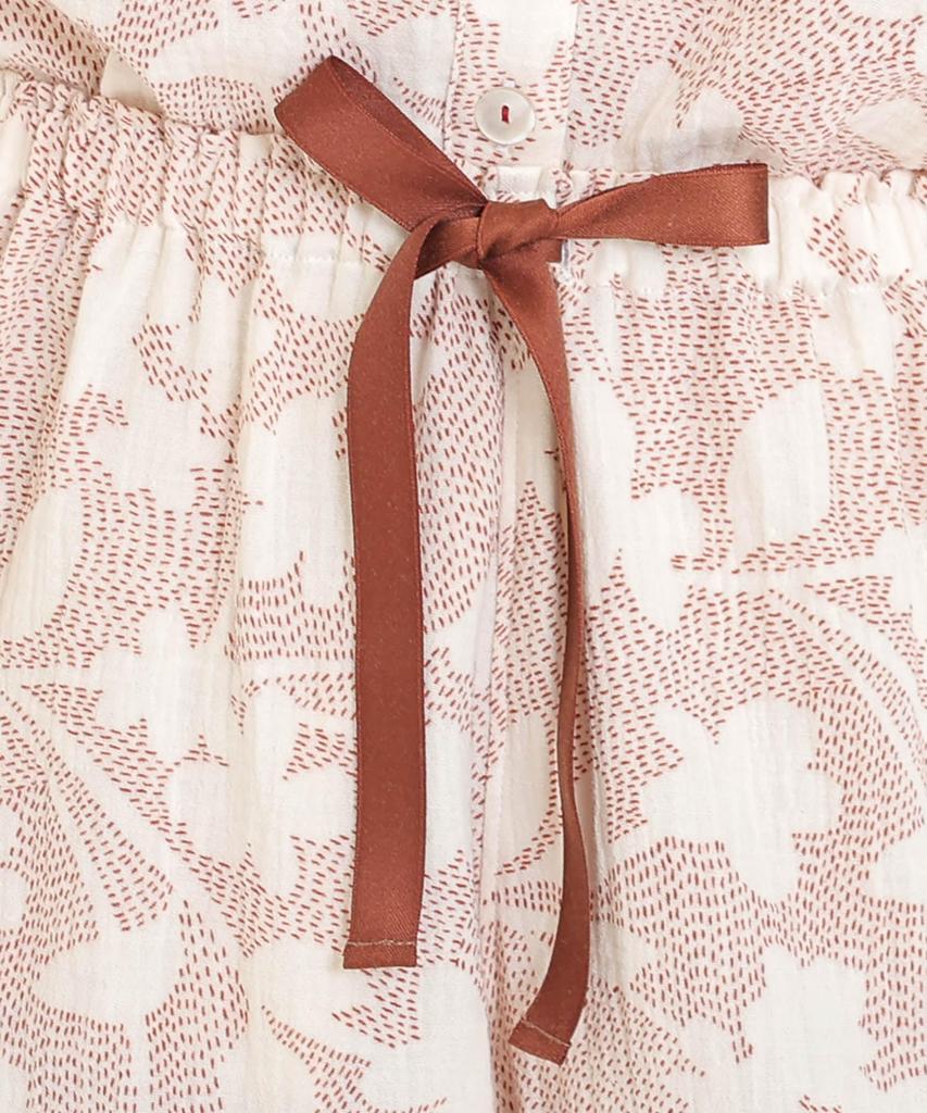 Narue Pajama Cream Puff Gauze Flower Stitch Shirt Pajamas Women's Set, (R)