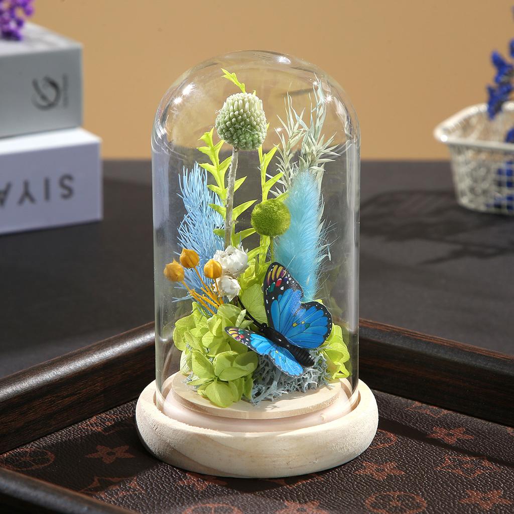 Real Flower Eternal Flower Gift Box Finished Product for Girlfriend Birthday Rose Glass Cover Ornament Valentine's Day Gift
