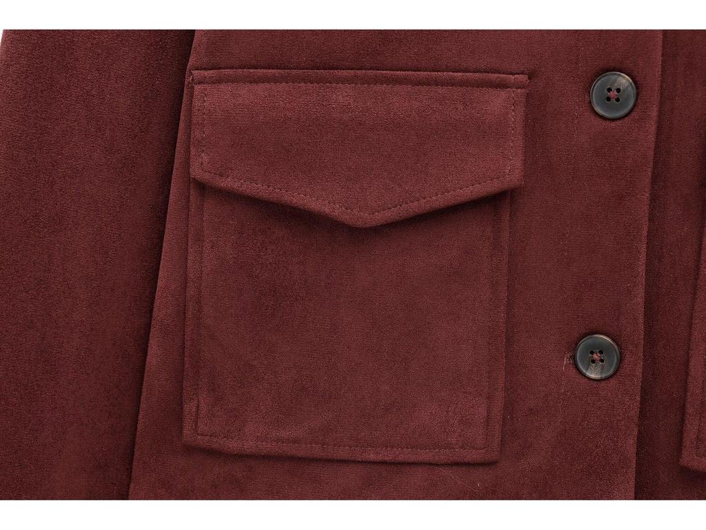 Chaqueta de Manga Larga para Mujer con Efecto Ante para Principios de Primavera 2025 con Cuello Vuelto