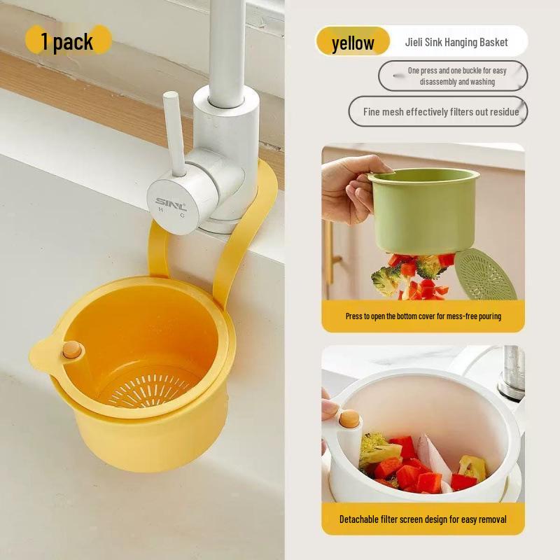 Kitchen Sink Hanging Basket - Leak-Proof Vegetable Washer and Anti-Clog Draining Bowl with Storage Shelf.