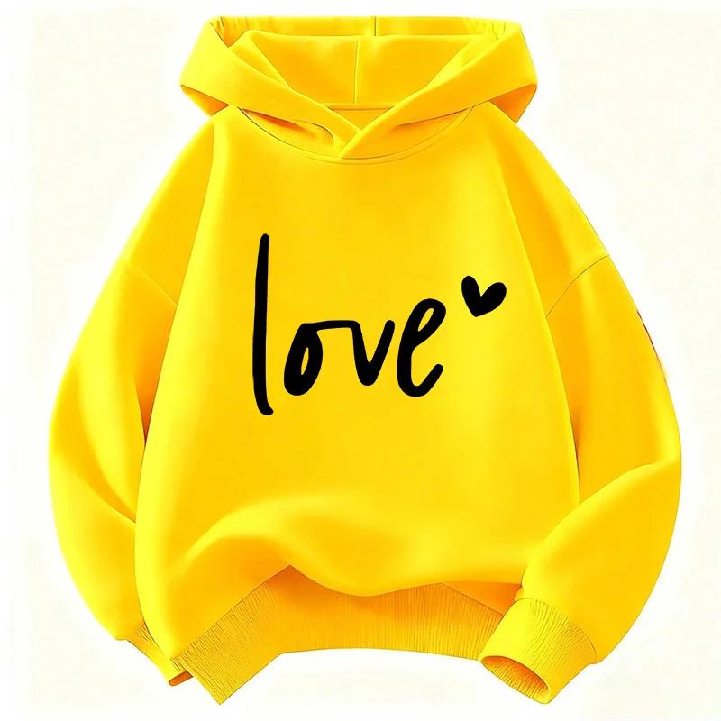 Kinder Kapuzenpullover mit Herzaufdruck Lässiger Süßer Mode Hoody für Jungen und Mädchen Geeignet für Herbst und Frühling