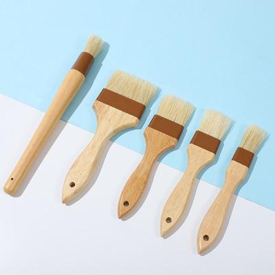 Küchenkochpinsel Grillölpinsel Holzgriff Borstenpinsel Flacher Gebäckbackpinsel