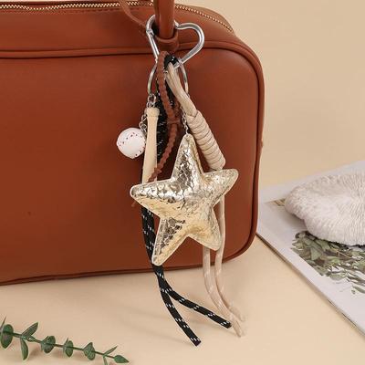 Fünfzackiger Stern PU Leder Schleife Tasche Anhänger Y2K Niedliches Taschenzubehör Damen Rucksack Hängend