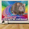 Always Be Rat ional Mouse Rainbow Wall Tapestry Colorful Stripe Funny Rodent Pun Quote Humor Animal Bedroom Living Room
