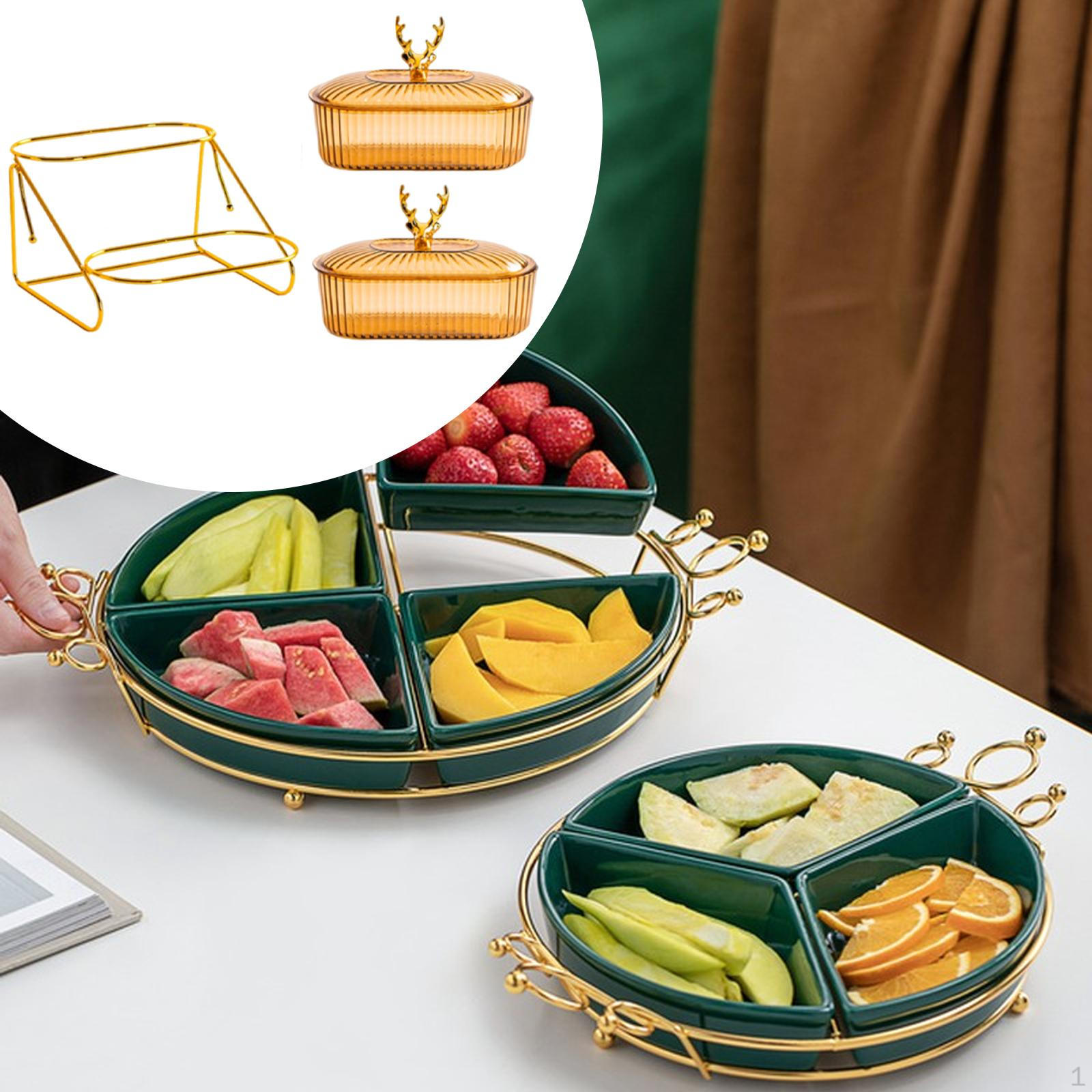 

Fruit Basket Bowl Appetizer Platter Decorative Elegant Rack Serving Tray for Living Room style A 2 grids