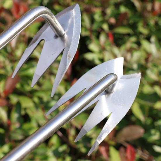 Odolný vytrhávač plevele Nerezový zahradní plecí nástroj s 3 nebo 4 zuby Vykořeňovač Ruční plečka s dlouhou násadou pro zeleninovou zahradu dvůr