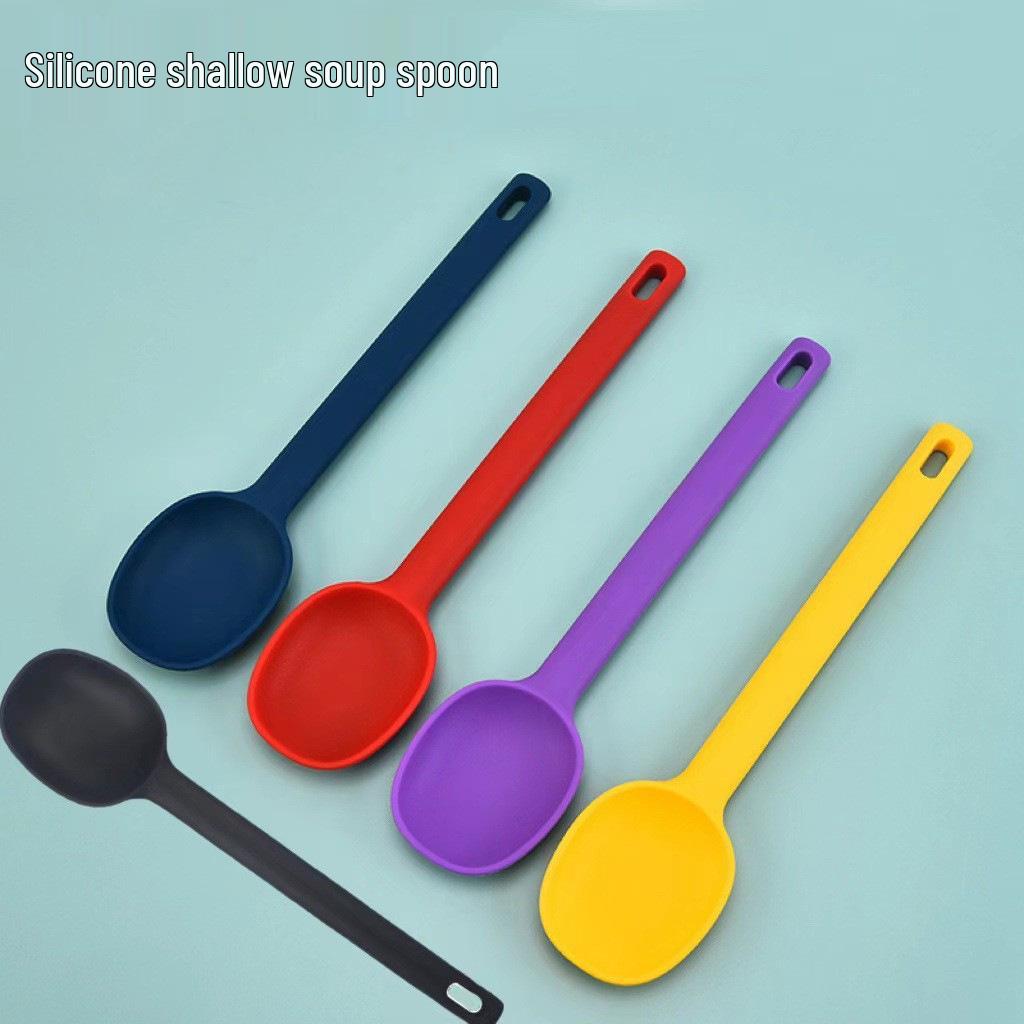 High-Temperature Resistant Long-Handle Silicone Cooking Spoon for Soup & Salad