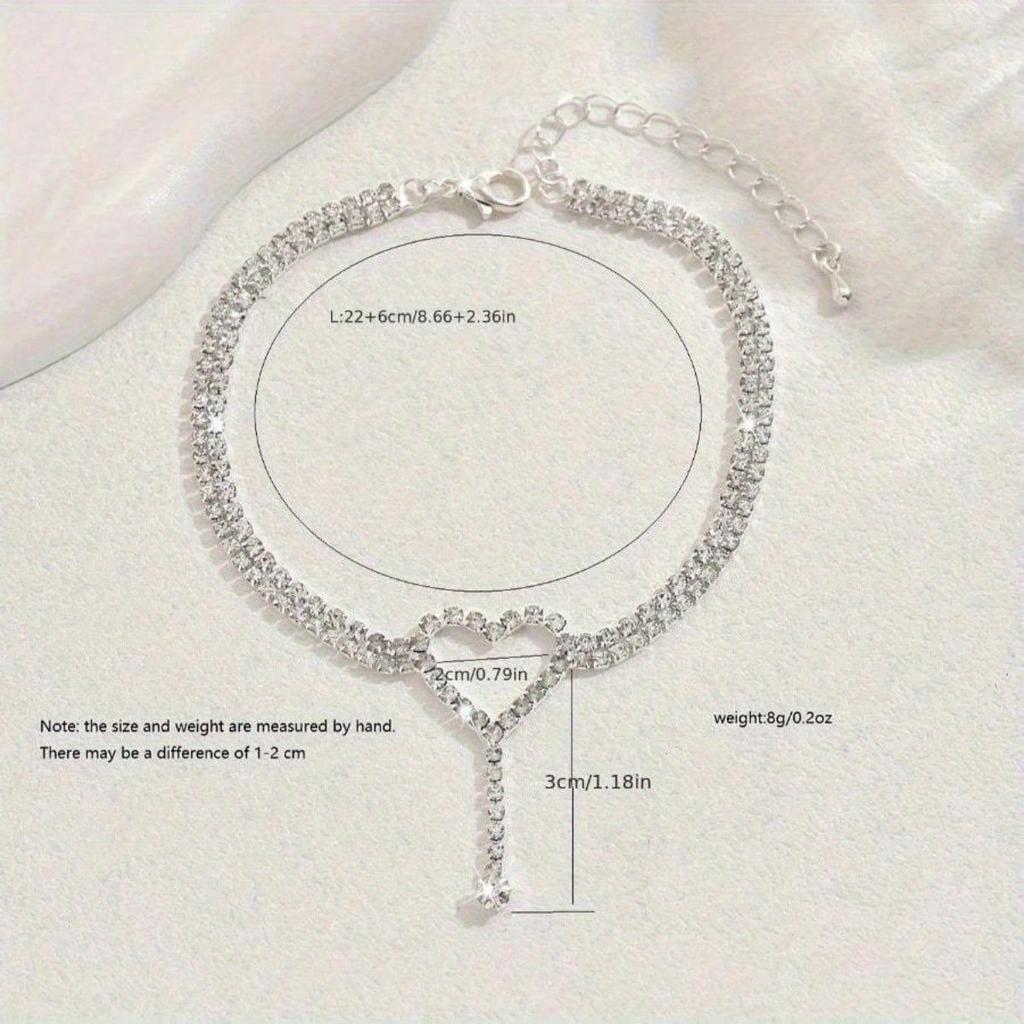 1 Fashionable Women's Ankle Chain, Exquisite Heart-shaped Pattern Ankle Chain, Suitable for Daily Wear and Holiday Gift Giving