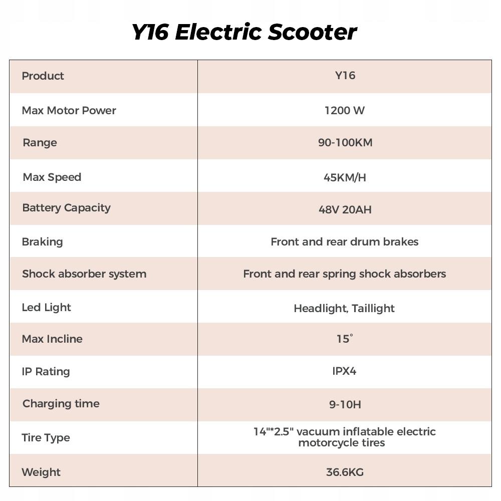 1200W NFC Adult Electric Vehicle Y16 Boys and Girls 100KM 20AH 45KM/H 14" Electric Scooters