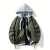 Mens Fake Two Pieces Windbreaker Spring And Fall Color Block Coat Lightweight Jacket With Hood