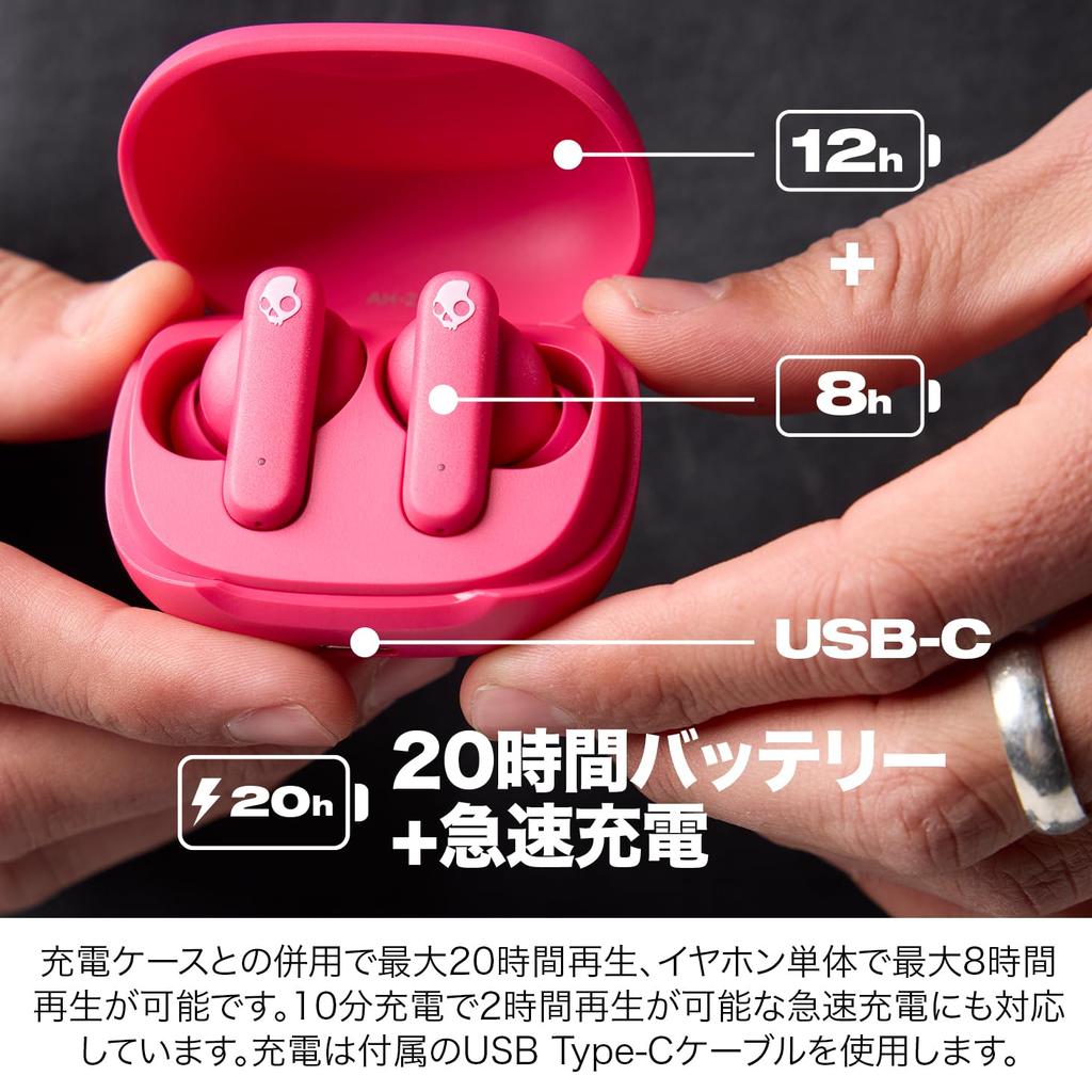 Official Skullcandy Store Smokin' Buds Wireless Earbuds, Bluetooth 5.2 with Mic, Deep Bass, Up To 20 Hours of Playtime, IPX4 Waterproof, Compact, Incl