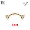 5Pcs G23 Titanium 16G CZ Tragus Eyebrow Piercing Body Jewelry Labret Lip Ring Stud Earrings Septum Nose Rings Internal Thread