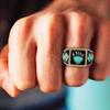 WOSIKATE Vintage Turquoise Bear Claw Drip Onyx Ring For Men Fashion Jewelry Men's  Finger Ring Accessories