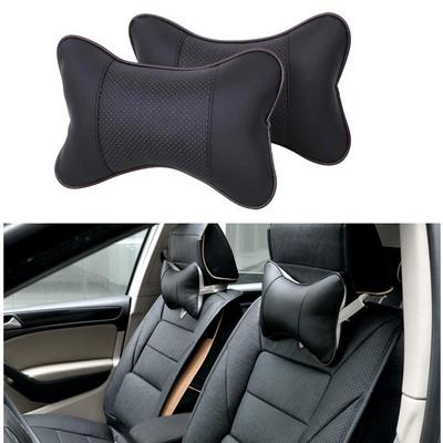 Almohadas universales para el cuello del coche, almohadilla de cuero PU, malla transpirable, cojín para reposacabezas del cuello, accesorios interiores del coche