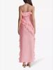 European and American Sexy Women's Clothing New Ruffle Edge Hem Slit Sleeveless Dress