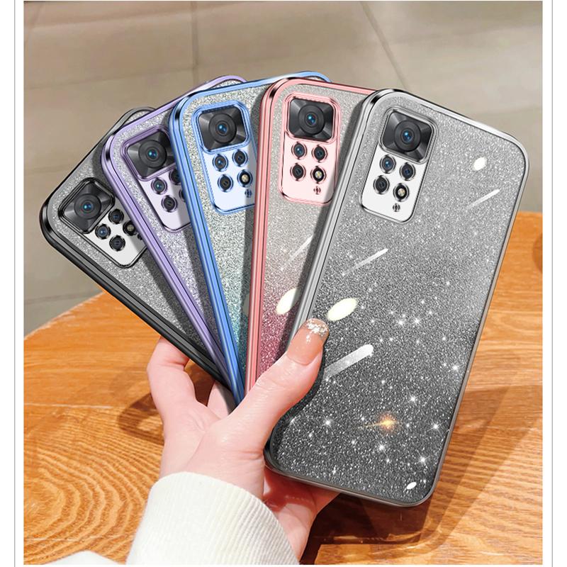 KEYSION Luxury Plating Glitter Phone Case for Redmi Note 11 Pro 11S 5G 11 Pro+ 5G Transparent Soft TPU Shockproof Cover