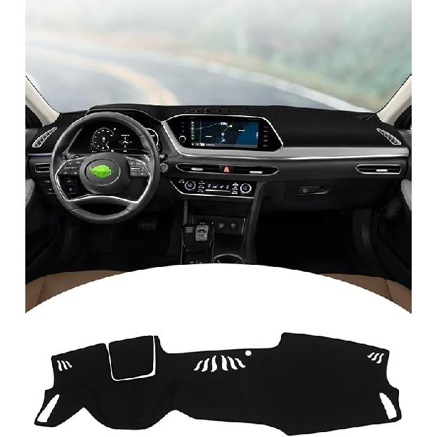 Накладка на приборную панель FIILINES для Hyundai Sonata 2015-2019, замшевая солнцезащитная накладка на приборную панель Sonata, противоскользящий коврик, черный. 2020-2023 Sonata