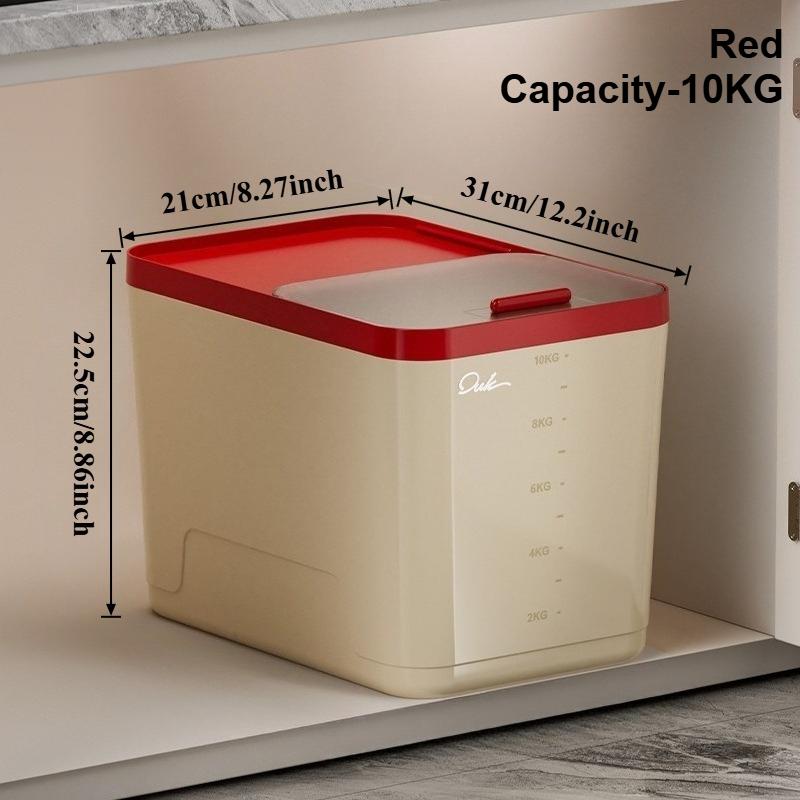 Food Grade Sealed Slide-Out Rice Container Safe Moisture Proof Grain Flour Pet Food Storage Bin for Home Kitchen Organization
