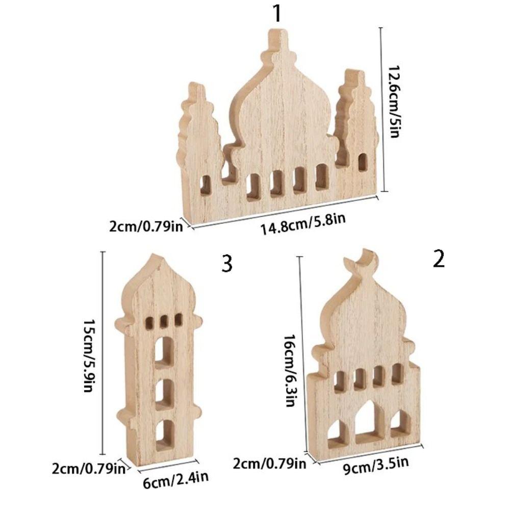 Wodden Ramadan Wooden Ornament Handmade Eid Party Props Simple Eid Mubarak Ornament  Scene Props