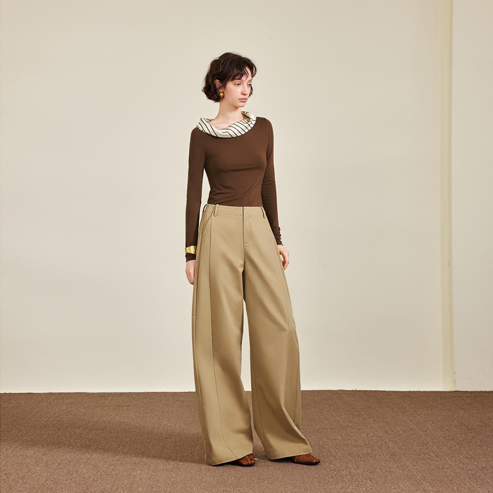 Waiwaiaiem Yy_Casual Straight Wide Pants_Beige