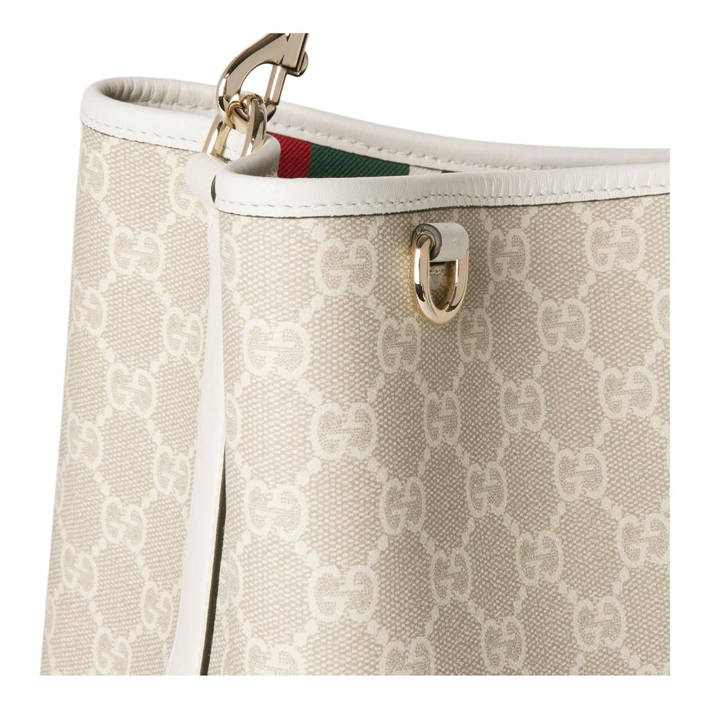Gucci GG Emblem Logo Print GG Monogram Coated Canvas Shoulder Tote Bag Small Women handbags Beige White 815103-FAD6L-9641