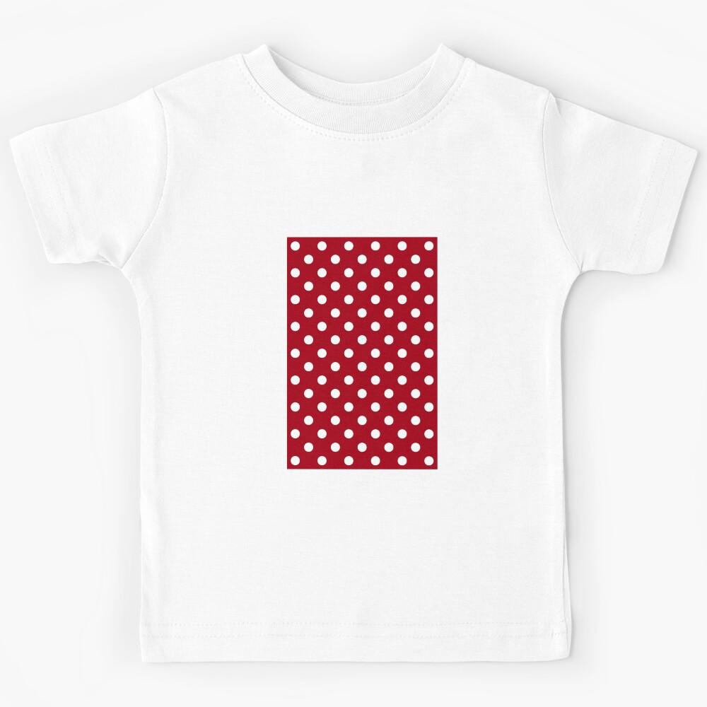 White Polka Dots on Red Kids T-Shirt 100
