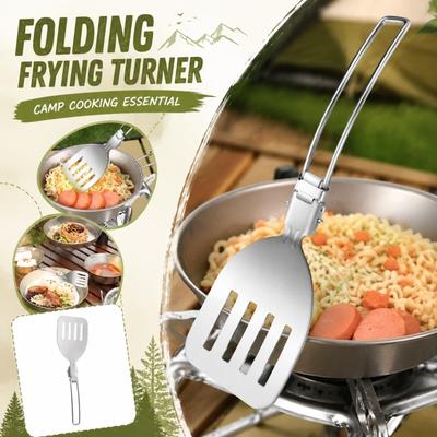 304 Stainless Steel Outdoor Camping Portable Foldable Spatula Lightweight Durable Cooking Tool for Grilling Frying and Barbecue