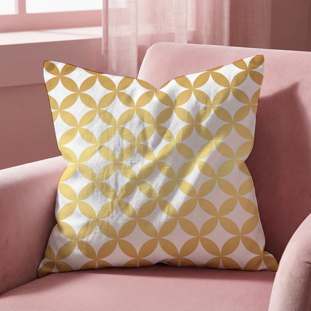 Japanese Golden Lines Cushion Cover Multi-Scene Pillow Cover for Home & Car - Reversible, Soft & Durable for Daily Use