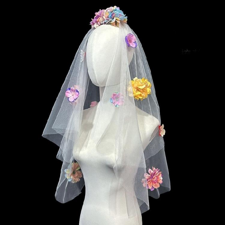 Flower Studded Bridal Veil for Bride To Be Gift, Bridal Shower, Wedding Veil