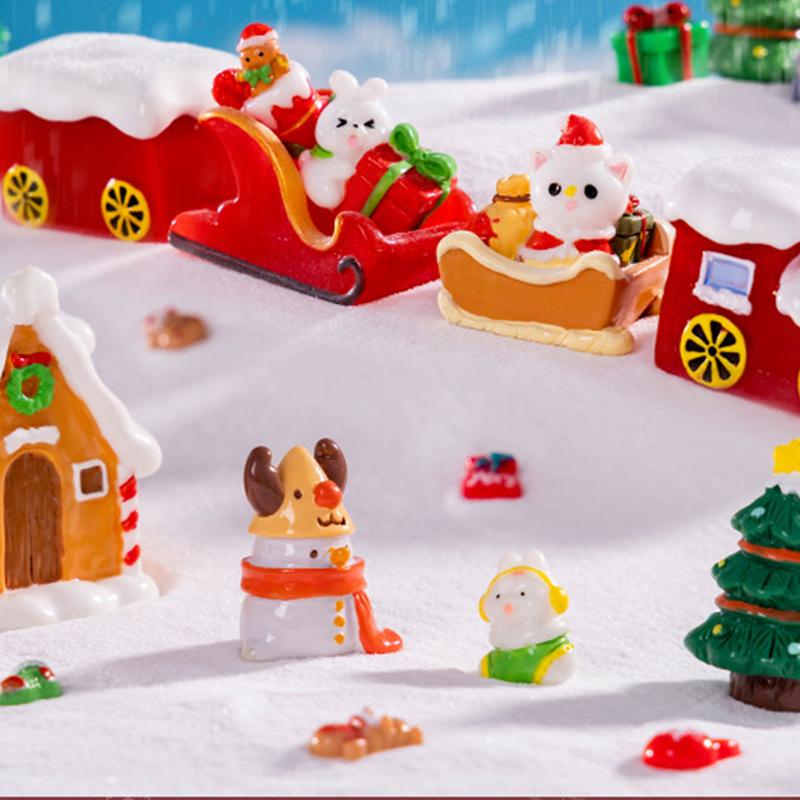 Kreslený Vánoční Sněhulák Sob Mikro Krajina Ozdoby Figurka Miniaturní Dekorace Stolní DIY Domácí Dekorace Dárky