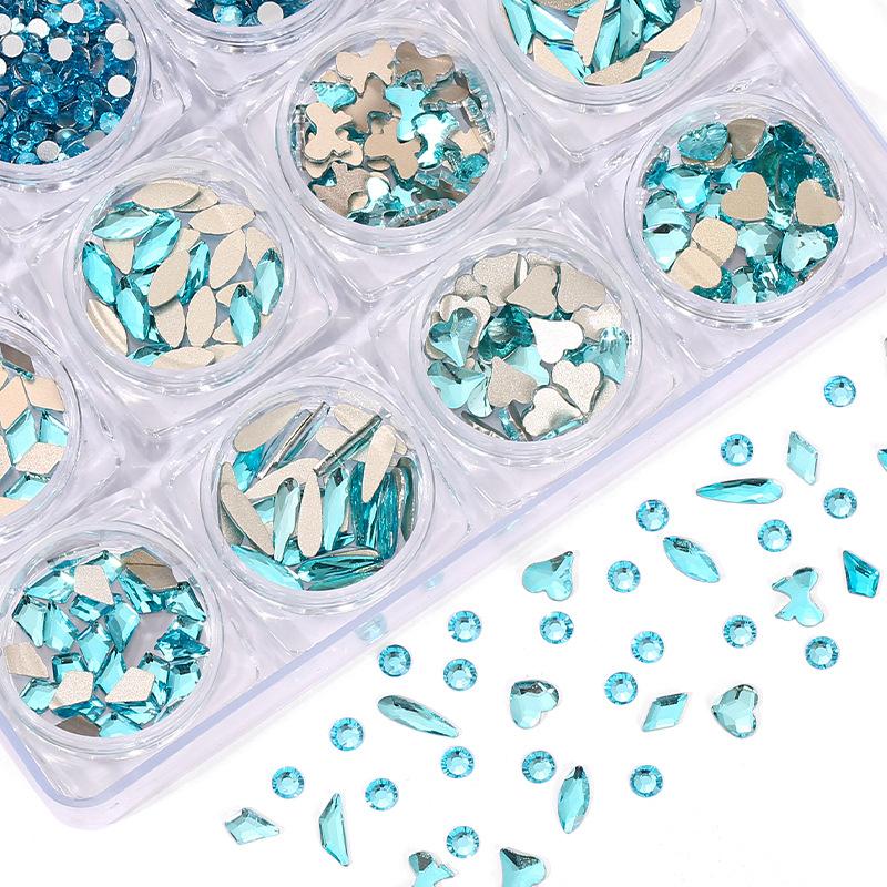 12 Boxes Of Nail Art Diamonds Set, Flat-Bottomed Diamonds, Special-Shaped Diamonds, Rhinestones, Nail Art Tools Combination Set
