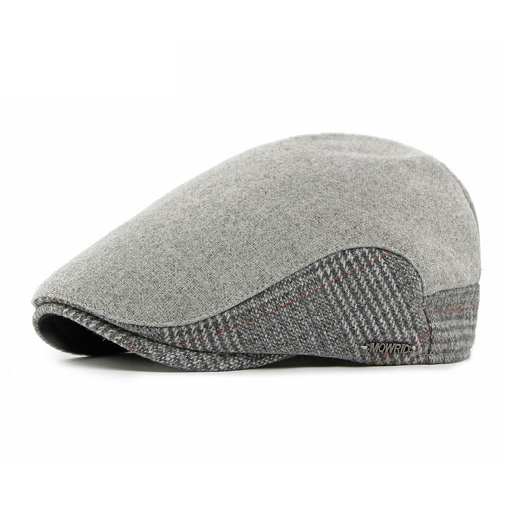 Autumn Winter Fleece Hat Men's Beret British Progressive Hat Retro Cap Woolen Hat