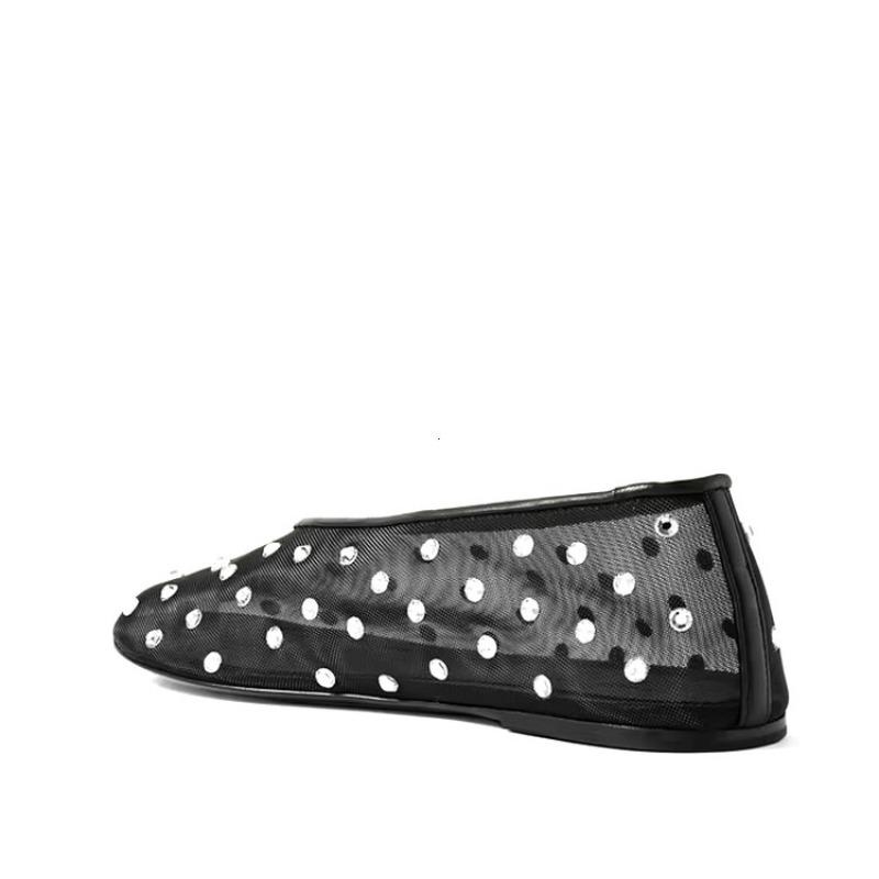 Fashion Solid Color Concise Flat Sole Single Shoe Black Punk Style 2024 Spring Summer New Fashion Women Shoes Size 36-45 Handmade Shoe