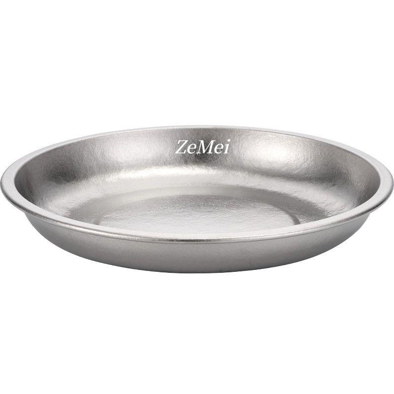 Pure Titanium Silver-Gray Grilled Platter,Camping Heat-Resistant Home Fruit Plate Dinner Dishes Grill Tray Tableware,Kitchenware