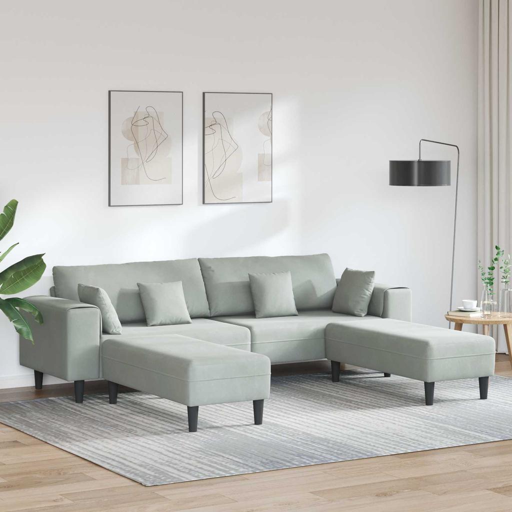 3 Piece Sofa Light Grey 250 x 188 x 76 cm Velvet