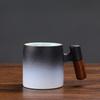 Ceramic Tea Cup Creative Wood Handle Retro Kung Fu Tea Set Single Cup Espresso Mug