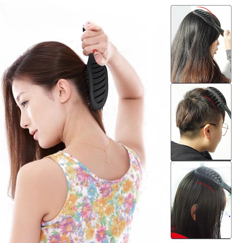 1PC Stylingbürste für lockiges Haar, Salon-Massagekamm, Entwirrungsbürste, Trockenbürste, antistatische, gebogene Entlüftungsbürste, Kopfhautmassagekamm