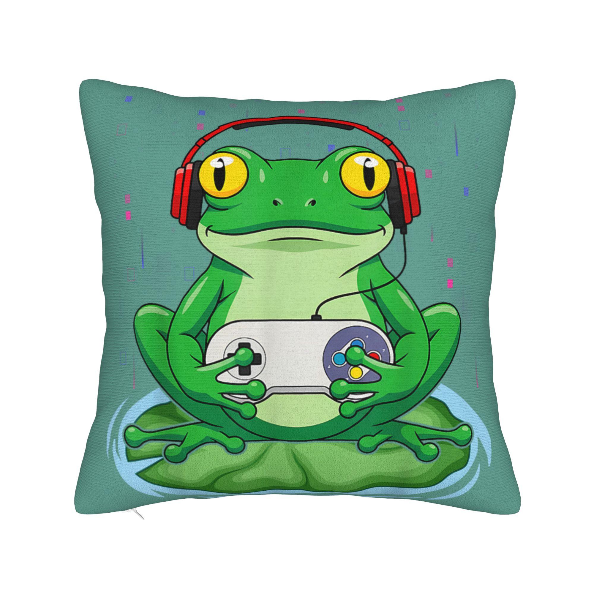 Японская лягушка-геймер Наволочка Модная наволочка для гостиной дивана Мягкие наволочки Подарок на день рождения 12x12Inch