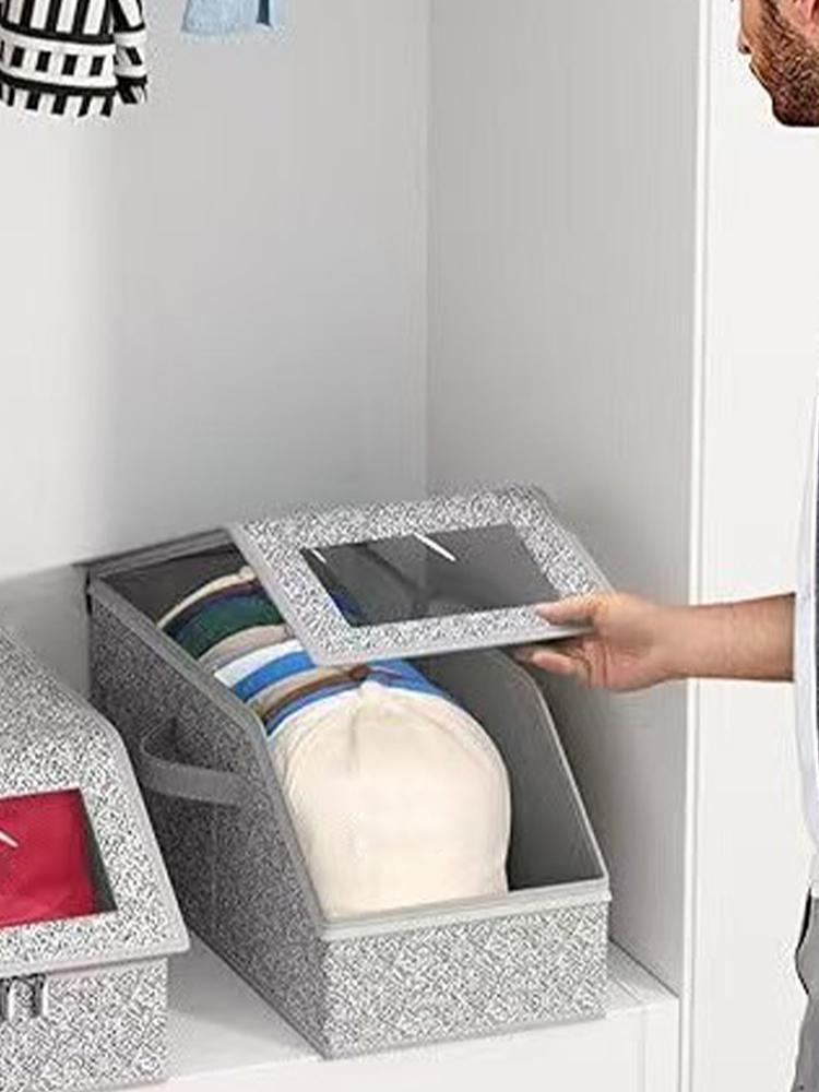 Baseball Hat Storage Organizer Stackable Dustproof Storage Box Multi Purpose Hat Storage Box Hold up to 24 Hats for Closet China Mainland
