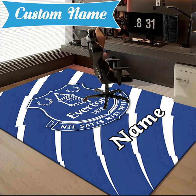 Custom Name Everton Football Crest Rug Game Carpet, Floor Mat for Bedroom Living Room Entryway Rug, Home Decor Idea Gift for Christmas Birthday