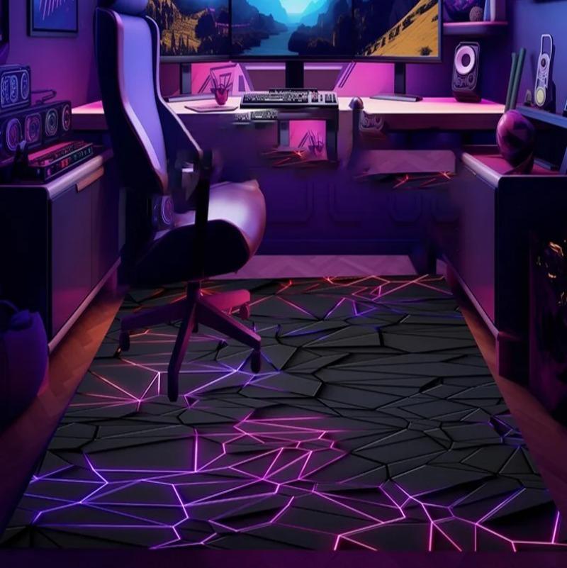 Stone Play Mat E-Sport Rug Gamer Rug Gaming Rug Game Rug Geometric Rug Play Room Neon Decor Rug Neon Look Rug Area Rug