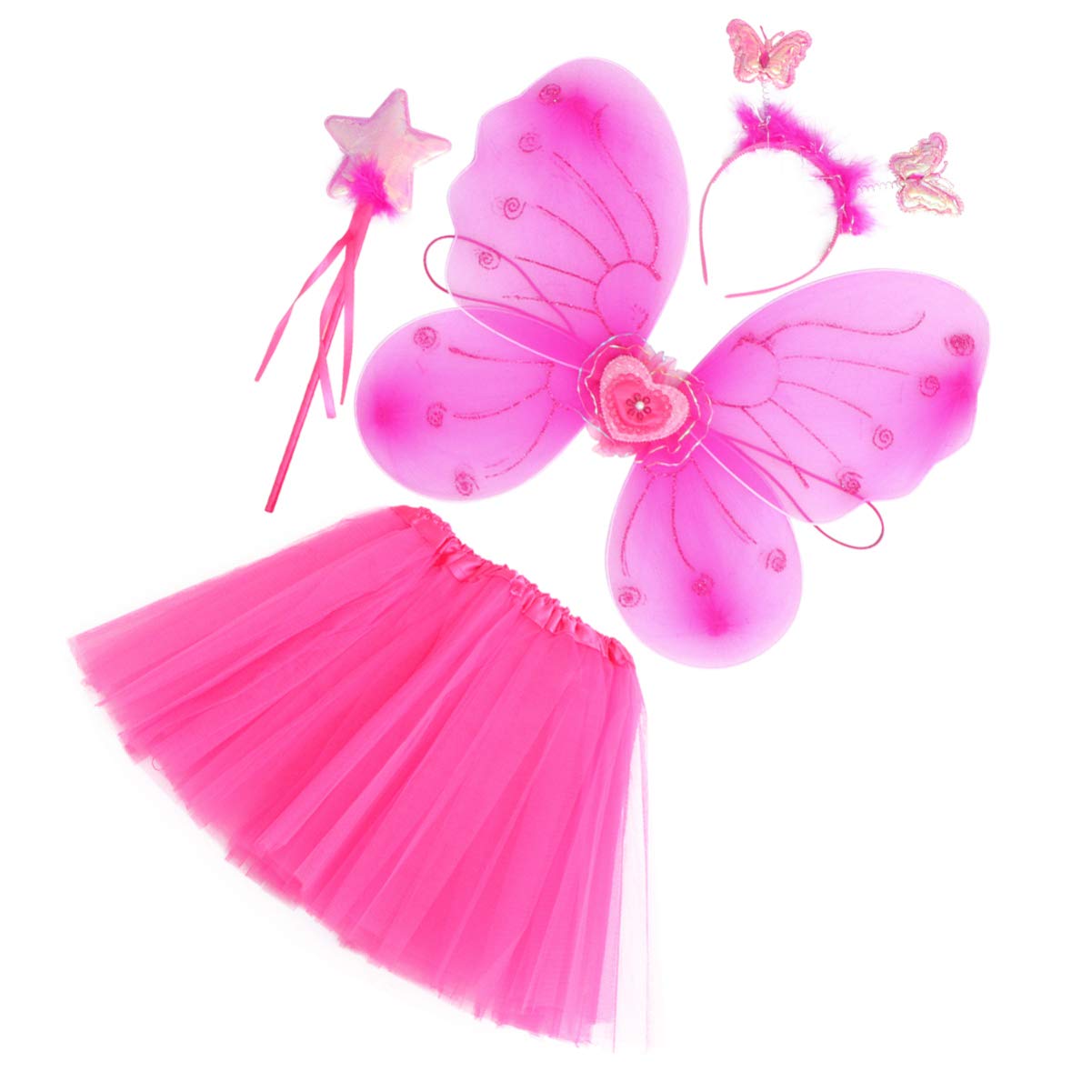 CALLARON Kids  Fairy Wings and Fluffy Butterfly Skirt Set, 42x33cm, Girls  Costume, Performance Outfit, Dress-Up Accessories