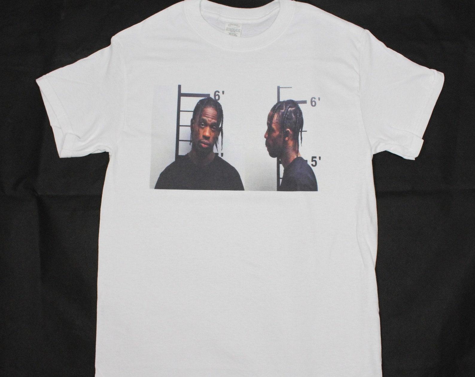 Travis Scott mugshot White T-Shirt sizes available S-3XL L