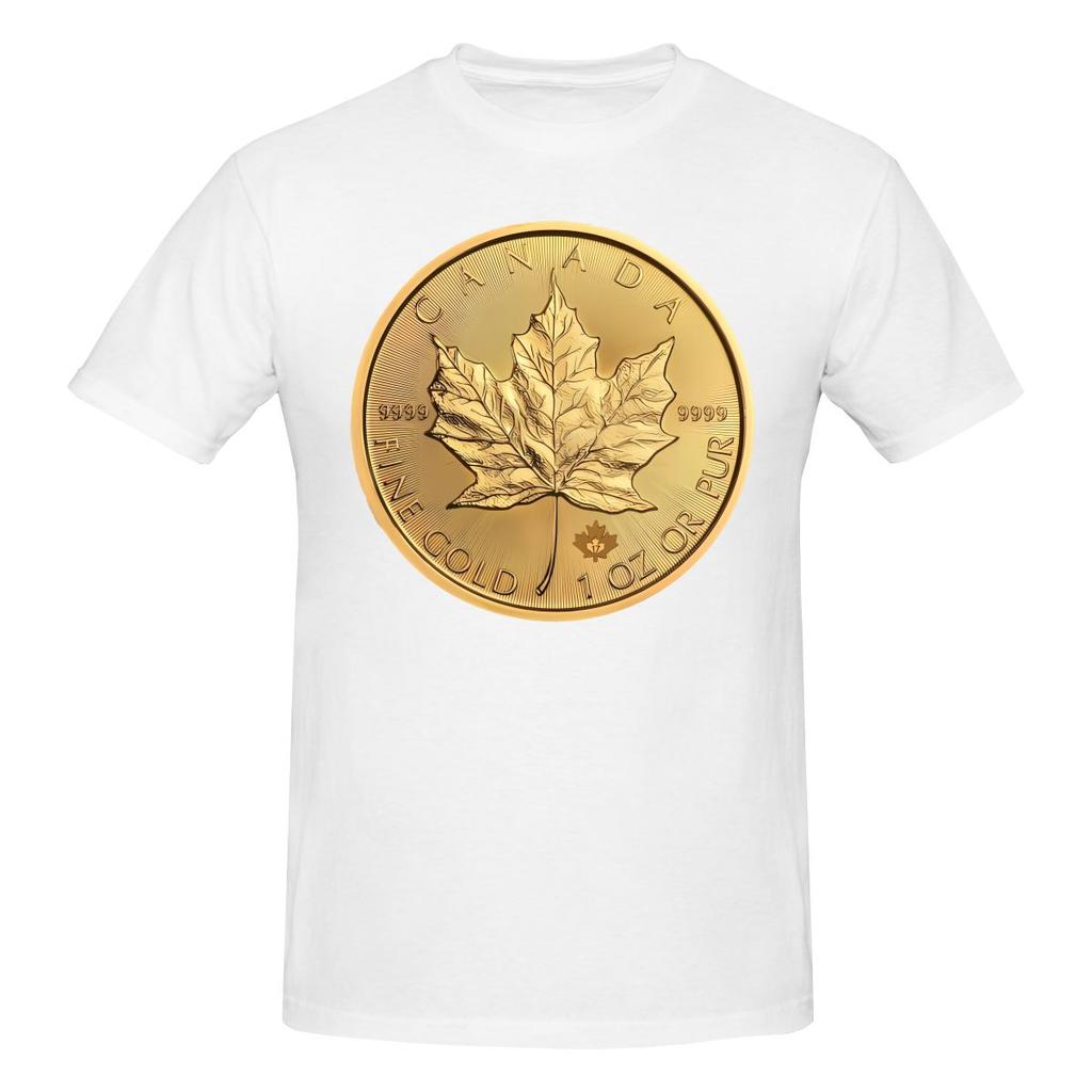 Canadian Maple Leaf 1oz Gold Coin Shopping Tshirt Sporty Trendy Seamless Splicing Shirt