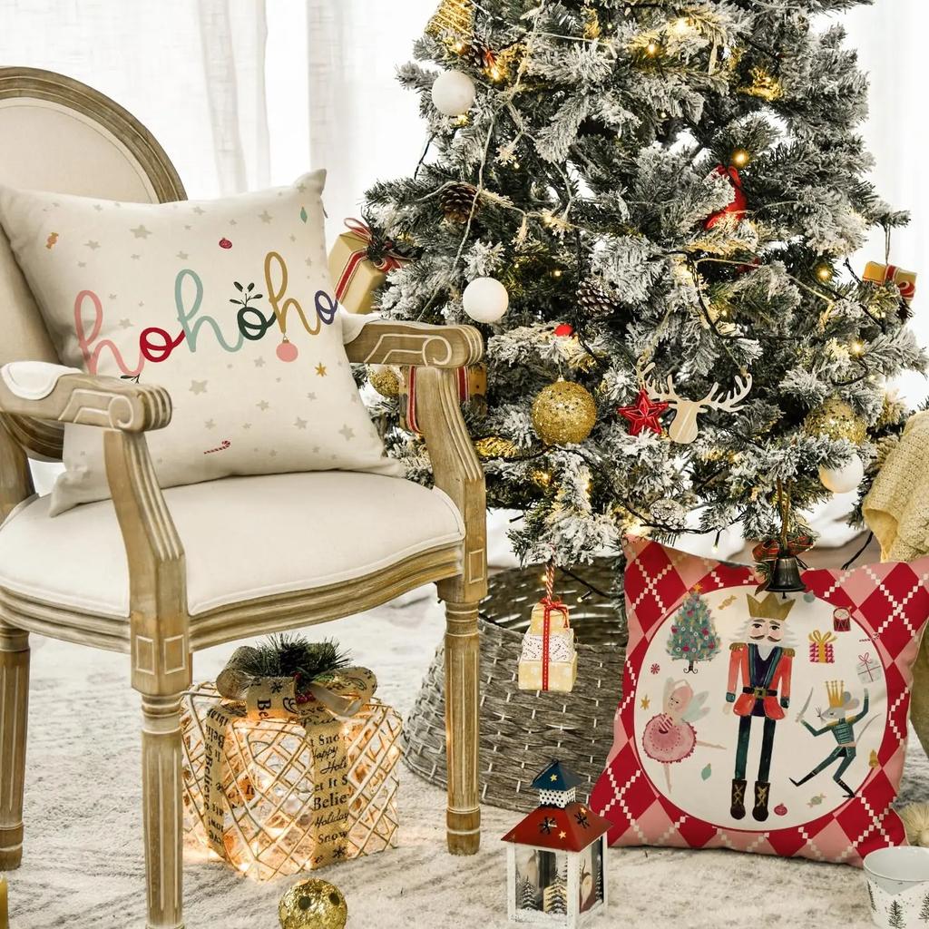 1 piece of Christmas nutcracker decoration pillowcase Christmas tree printed cushion suite room home decoration gift