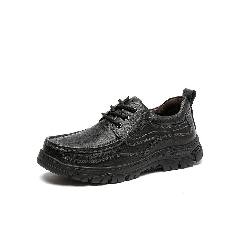 Casual leather shoes men's 2025 autumn new men's outdoor cowhide tooling shoes soft sole foot cover low top large size men's shoes