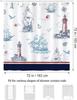 Nautical Theme Coast Sailing Lighthouse Blue Ocean Waterproof Washable Shower Curtain with 12 Hooks Bathroom Shower Curtain
